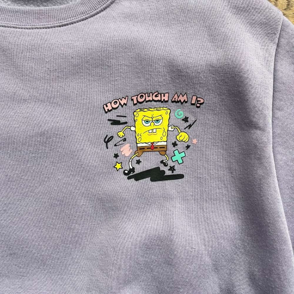 Nickelodeon SpongeBob Squarepants Tough Purple/Lavender Sweatshirt Size L - Picture 3 of 6